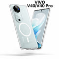 Vivo V40 / V40 Pro Magnetic Clear Case | MagSafe Compatible Transparent Back Cover | Military-Grade Corner Protection | Magnetic Ring Supported | Anti-Yellow Shockproof TPU+PC Cover
