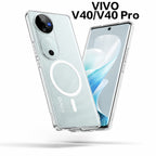Vivo V40 / V40 Pro Magnetic Clear Case | MagSafe Compatible Transparent Back Cover | Military-Grade Corner Protection | Magnetic Ring Supported | Anti-Yellow Shockproof TPU+PC Cover