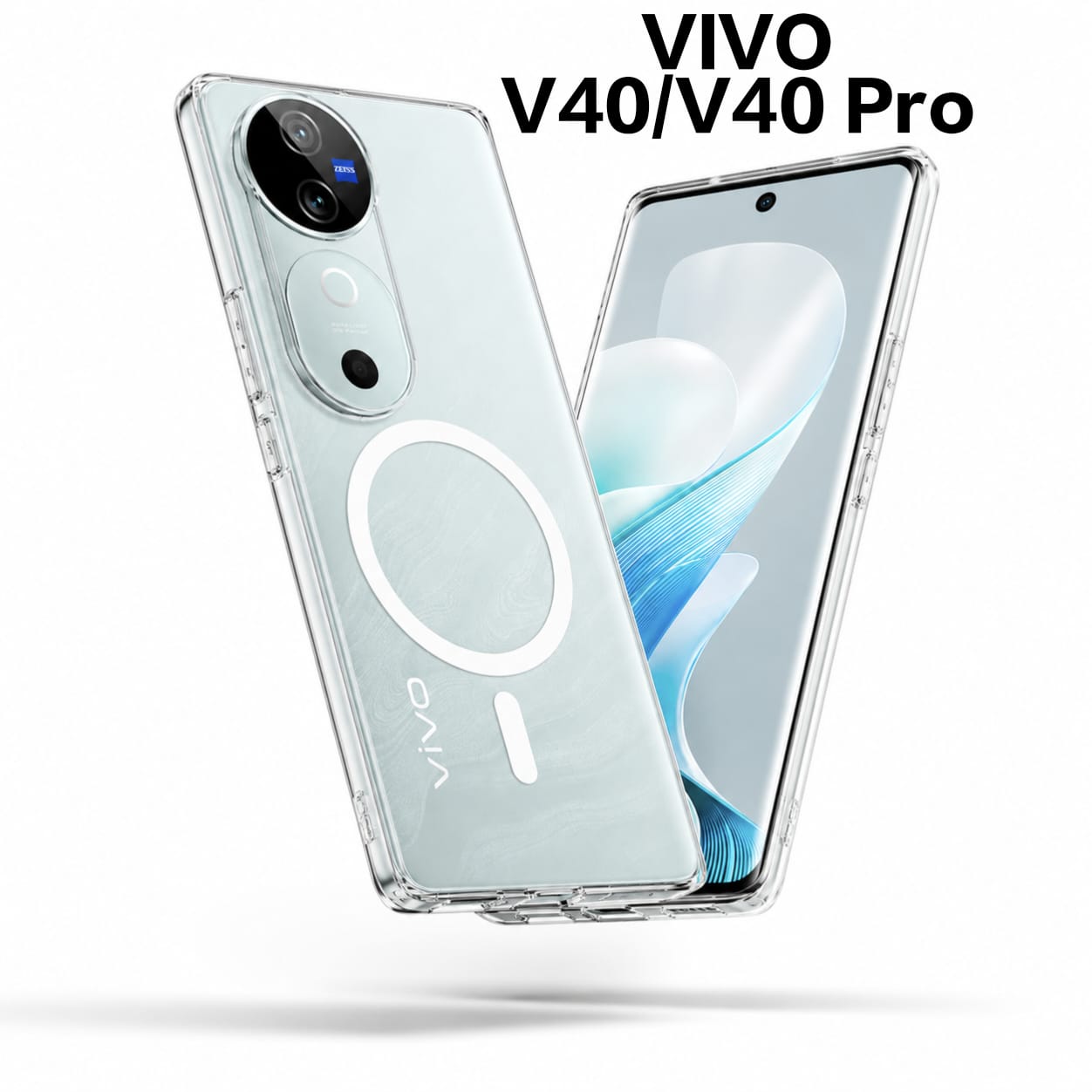 Vivo V40 / V40 Pro Magnetic Clear Case | MagSafe Compatible Transparent Back Cover | Military-Grade Corner Protection | Magnetic Ring Supported | Anti-Yellow Shockproof TPU+PC Cover