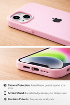 Premium Soft Silicone Back Case iPhone 13 And 14 Matte Finish Shockproof Protection Raised Camera And Screen Guard
