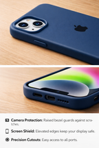 Premium Soft Silicone Back Case iPhone 13 And 14 Matte Finish Shockproof Protection Raised Camera And Screen Guard