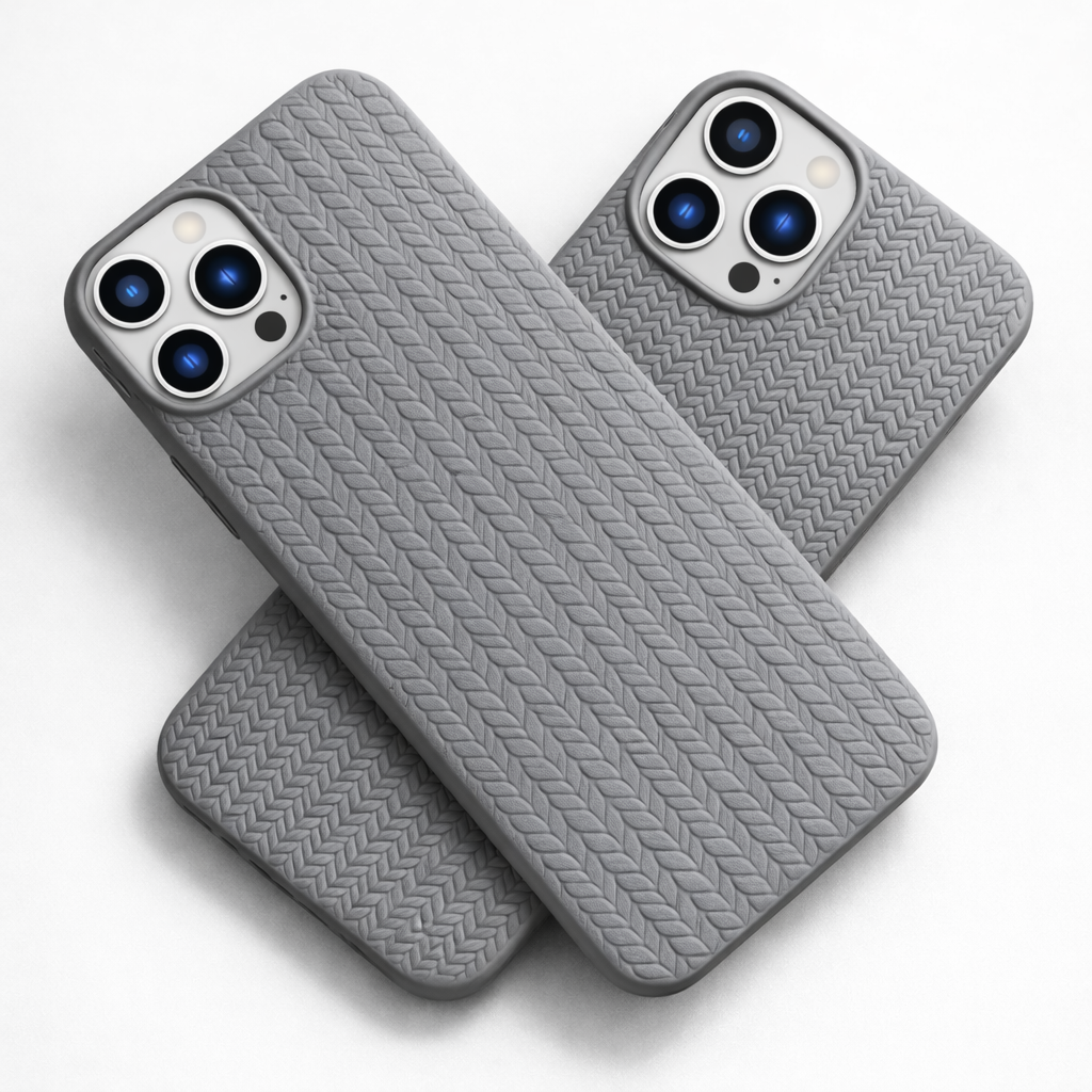 Veloraverse Matte Grey Braided Texture Case for iPhone 12 and iPhone 12 Pro TPU Protective Cover