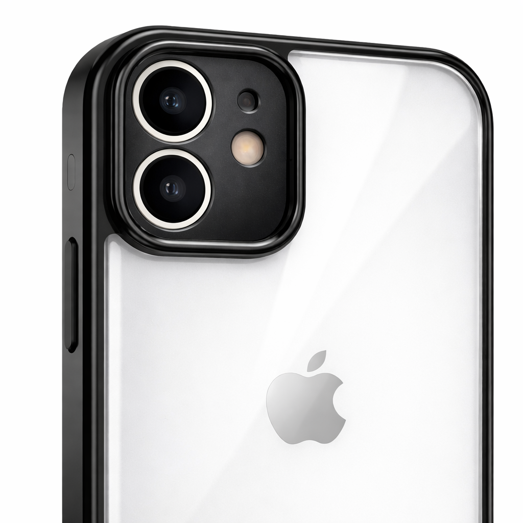Premium Crystal Clear Anti Yellow Protective Case For iPhone 12 And iPhone 12 Pro Clear And Black Border Variants