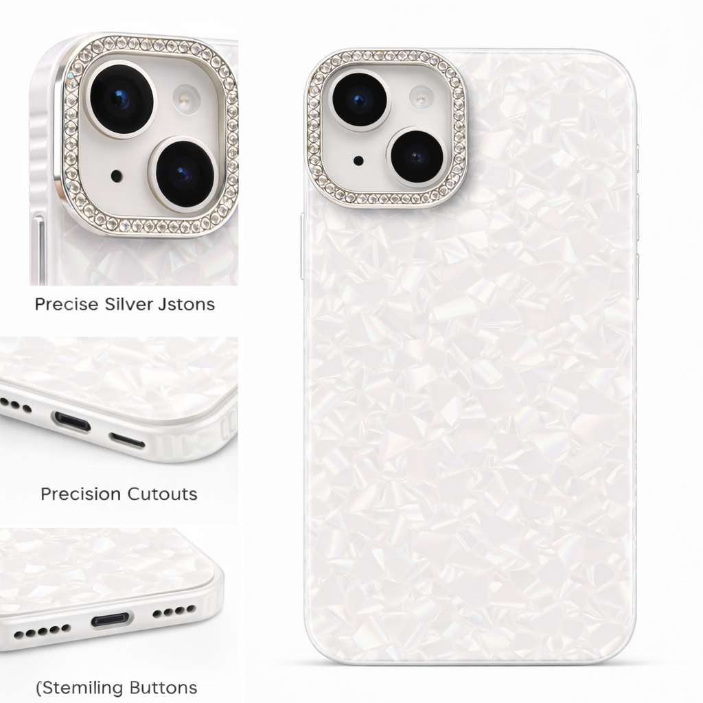 Premium Bling Crystal Camera Ring Glossy Pink Designer Back Cover for iPhone 13 14 Shockproof