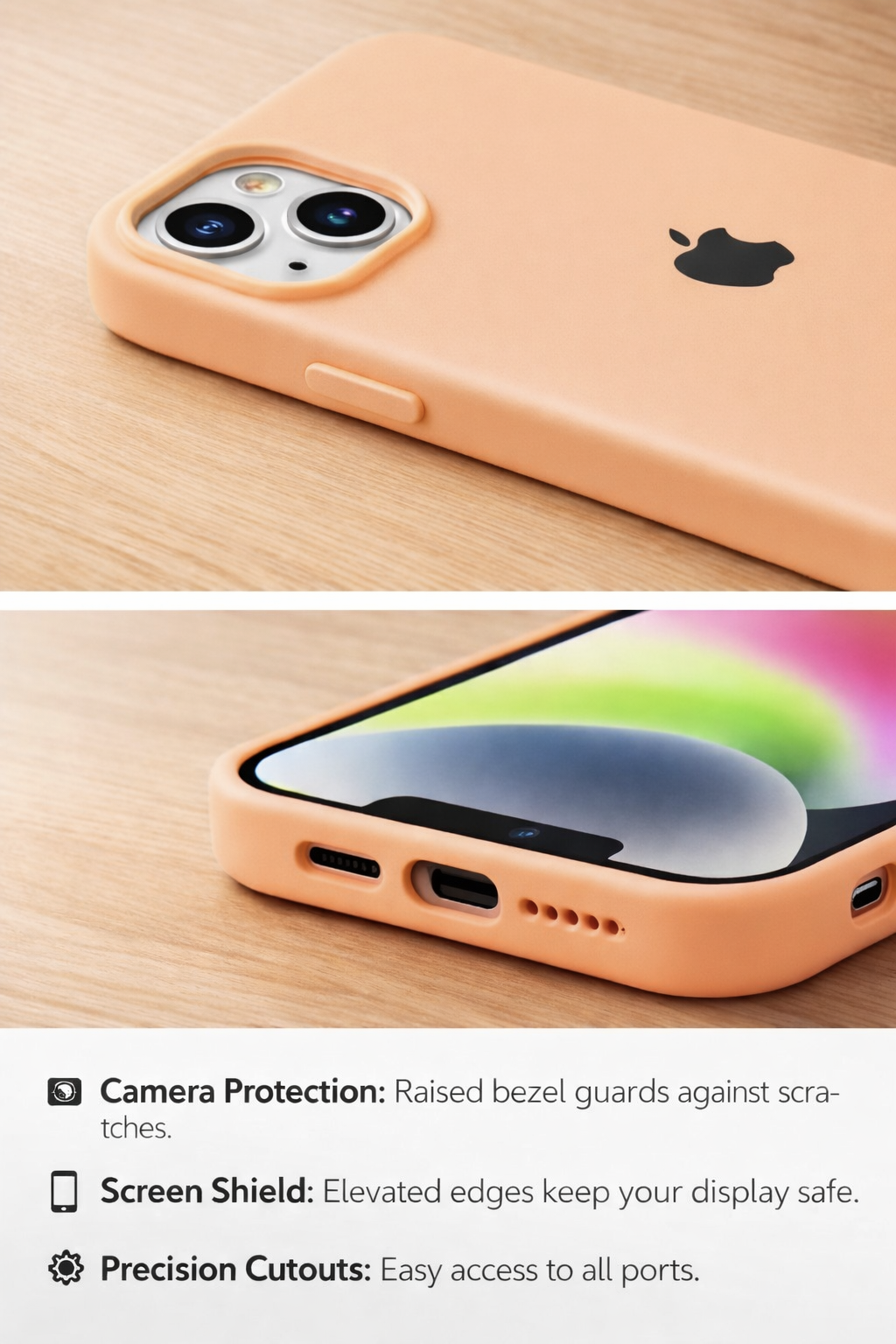 Premium Soft Silicone Back Case iPhone 13 And 14 Matte Finish Shockproof Protection Raised Camera And Screen Guard