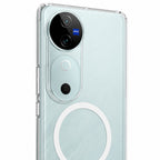 Vivo V40 / V40 Pro Magnetic Clear Case | MagSafe Compatible Transparent Back Cover | Military-Grade Corner Protection | Magnetic Ring Supported | Anti-Yellow Shockproof TPU+PC Cover