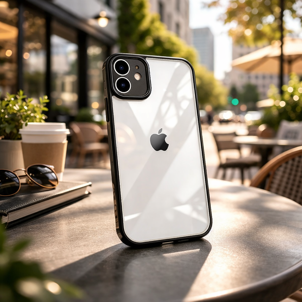 Premium Crystal Clear Anti Yellow Protective Case For iPhone 12 And iPhone 12 Pro Clear And Black Border Variants