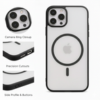 Transparent Matte Back Cover For iPhone 16 Pro With Black Bumper Shockproof Camera Protection MagSafe Design