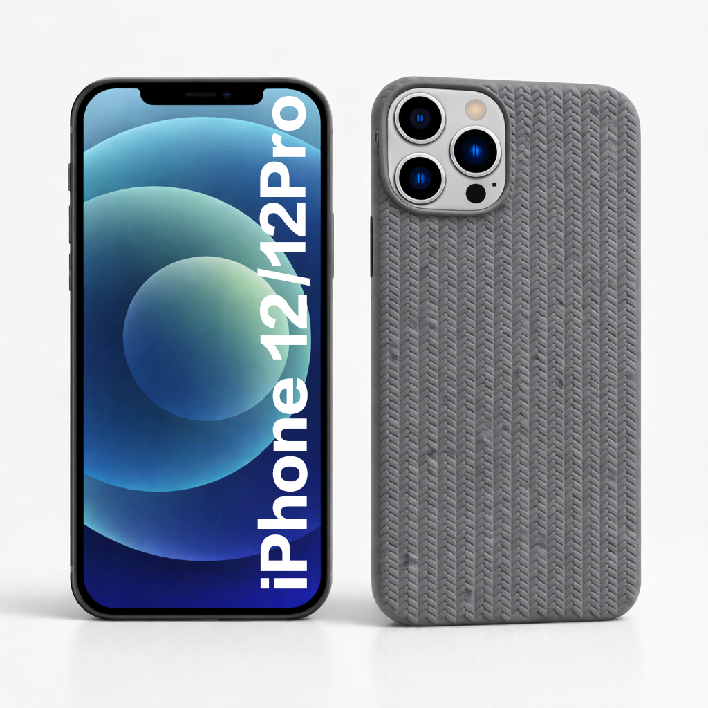 Veloraverse Matte Grey Braided Texture Case for iPhone 12 and iPhone 12 Pro TPU Protective Cover