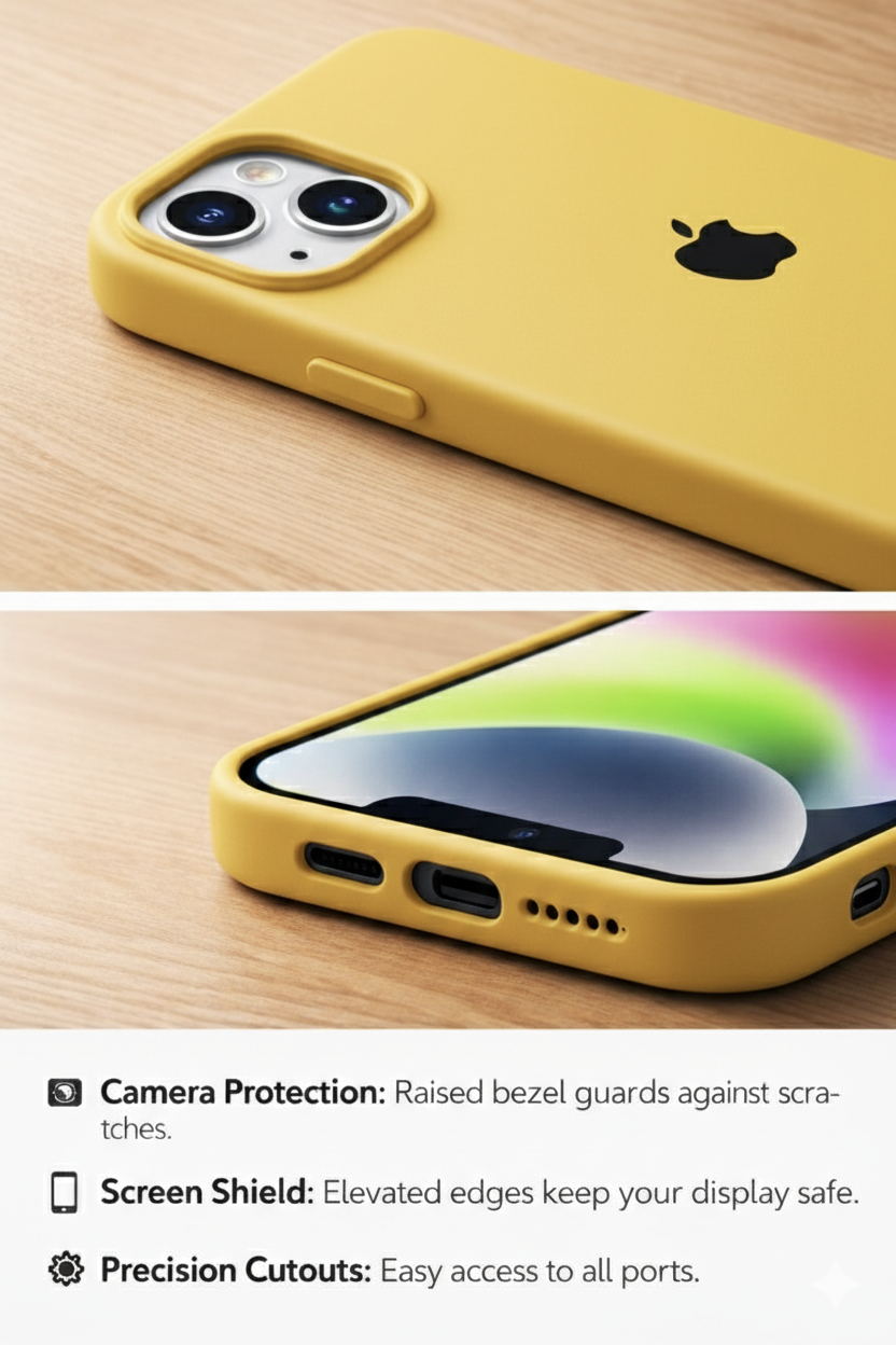 Premium Soft Silicone Back Case iPhone 13 And 14 Matte Finish Shockproof Protection Raised Camera And Screen Guard