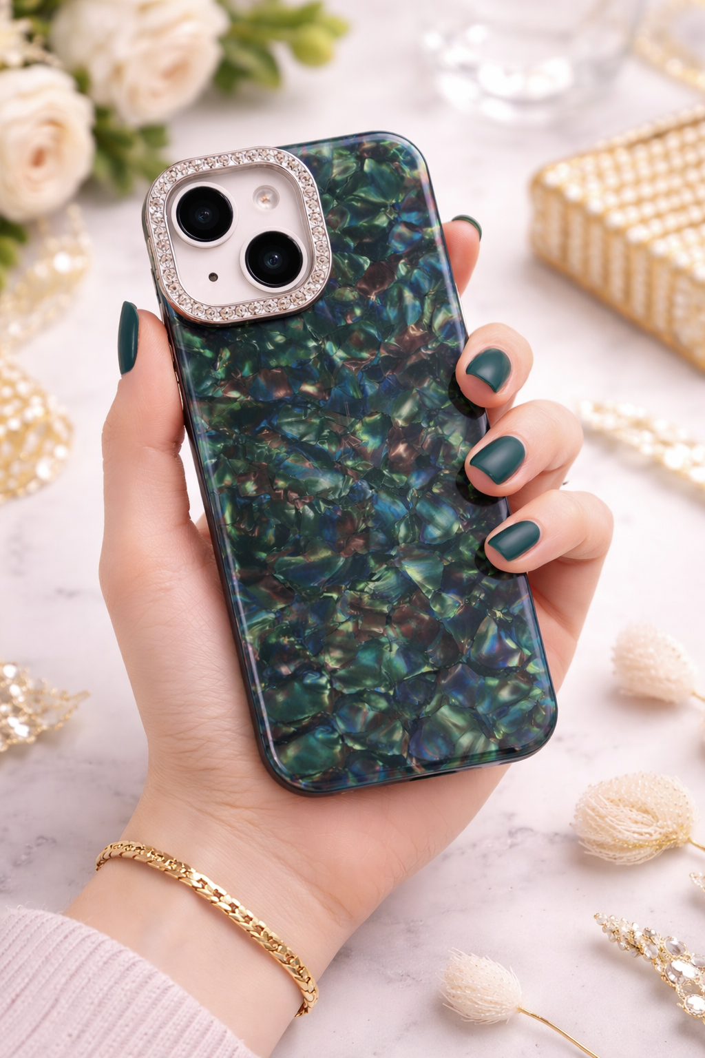 Premium Bling Crystal Camera Ring Glossy Pink Designer Back Cover for iPhone 13 14 Shockproof