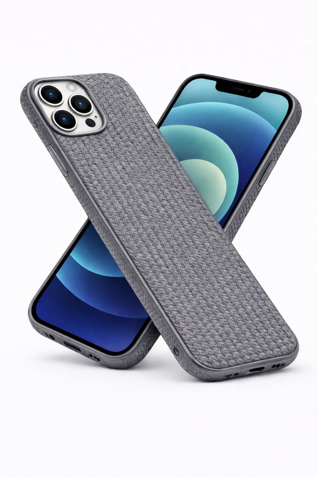Veloraverse Matte Grey Braided Texture Case for iPhone 12 and iPhone 12 Pro TPU Protective Cover