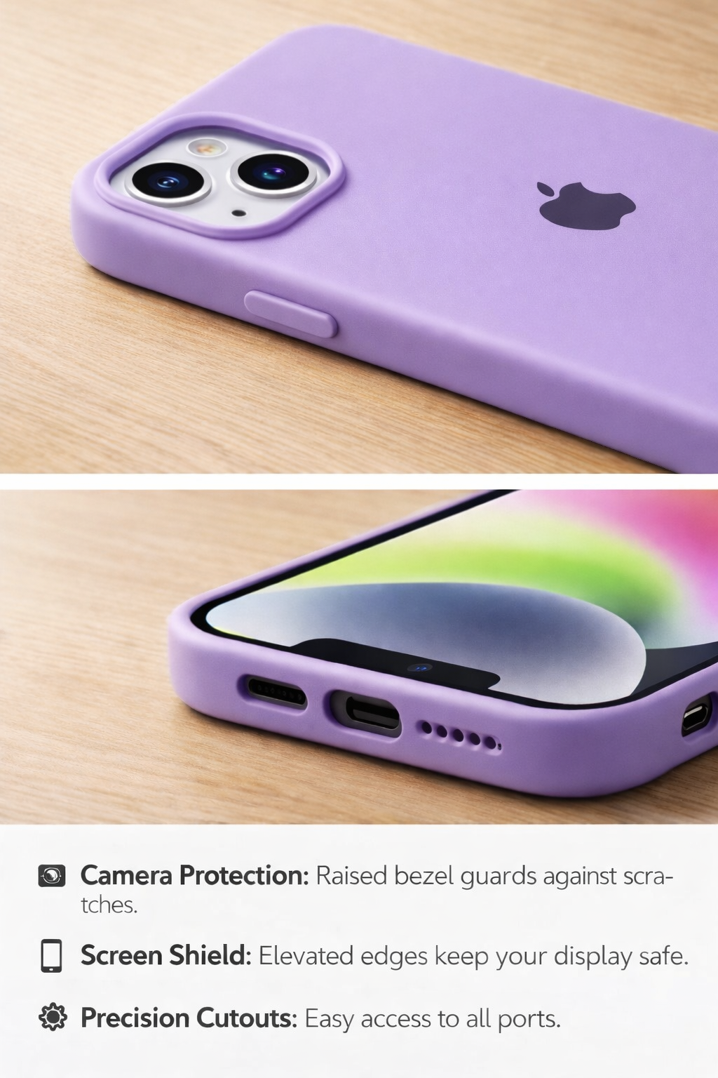 Premium Soft Silicone Back Case iPhone 13 And 14 Matte Finish Shockproof Protection Raised Camera And Screen Guard