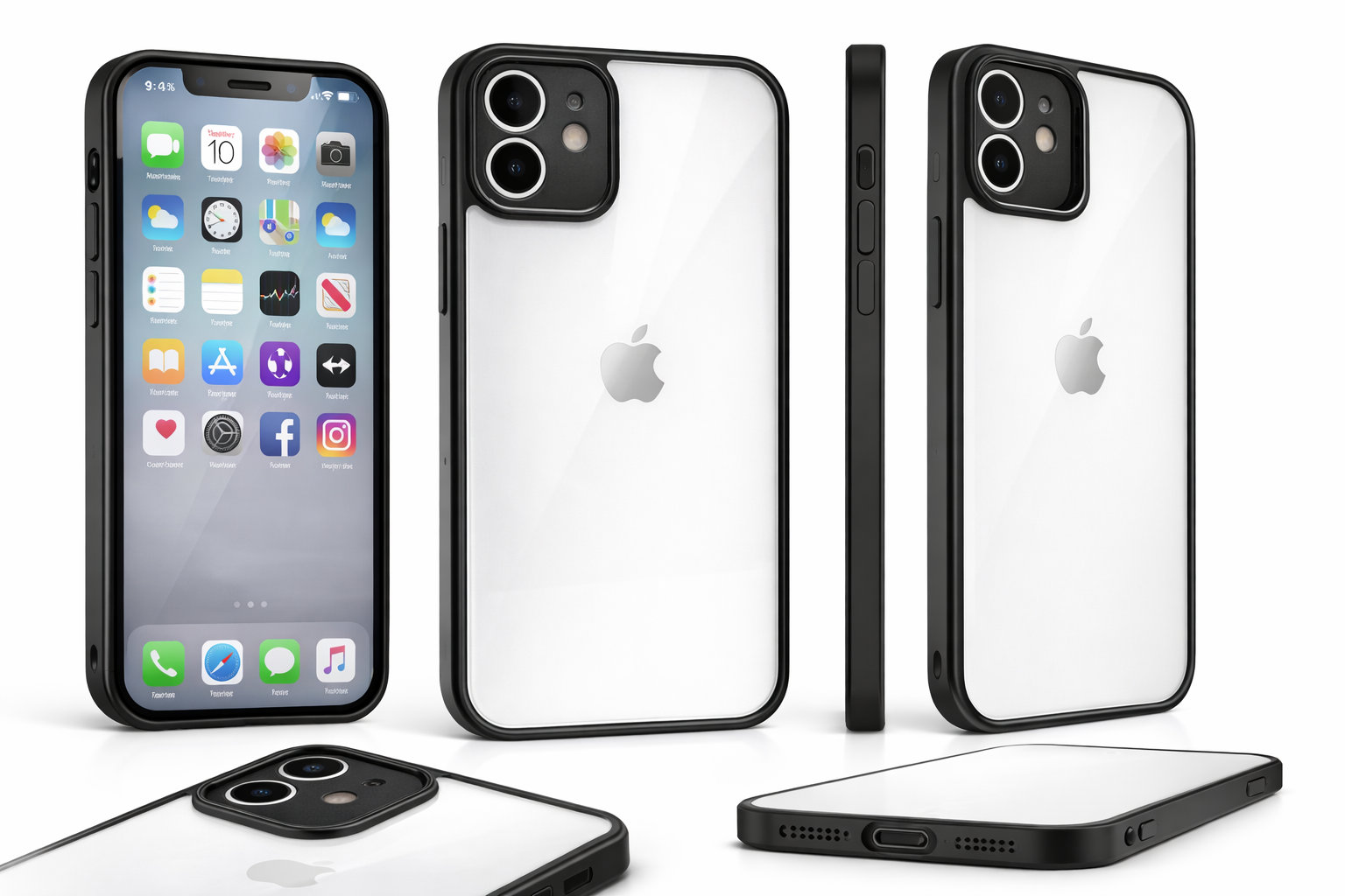 Premium Crystal Clear Anti Yellow Protective Case For iPhone 12 And iPhone 12 Pro Clear And Black Border Variants