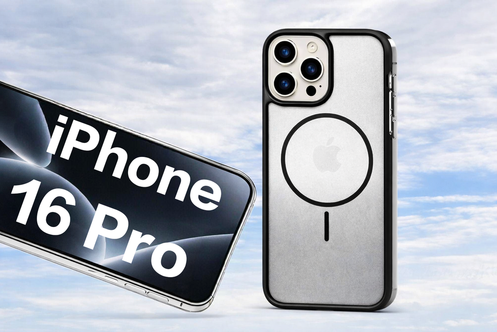 Transparent Matte Back Cover For iPhone 16 Pro With Black Bumper Shockproof Camera Protection MagSafe Design