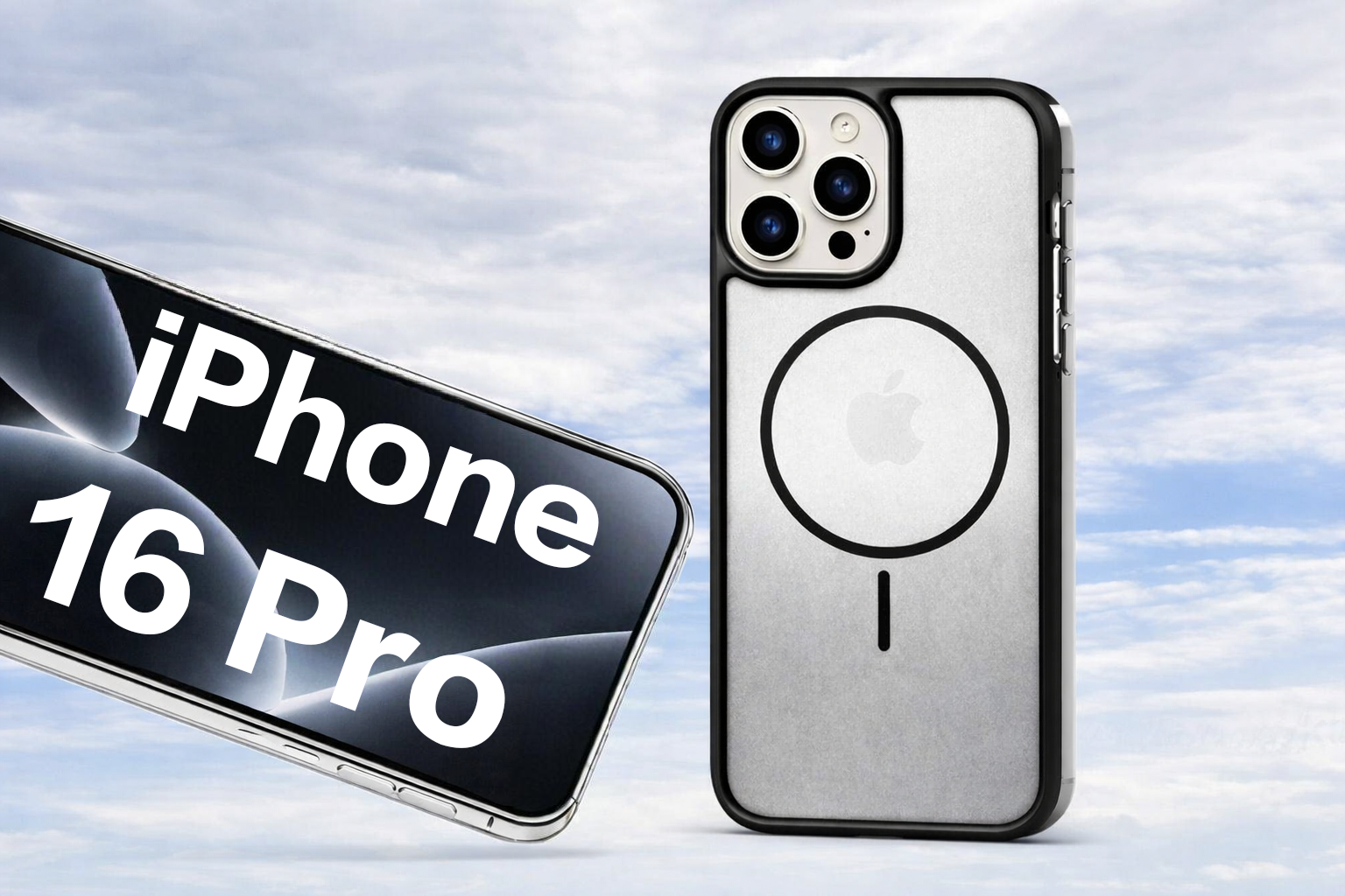 Transparent Matte Back Cover For iPhone 16 Pro With Black Bumper Shockproof Camera Protection MagSafe Design